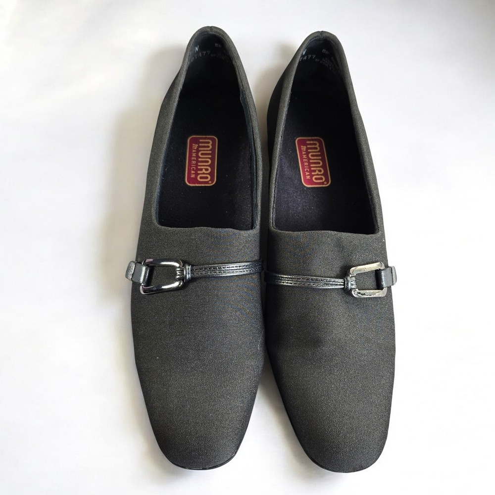 Munro American Women's Dark Gray Fabric‎ Comfort Heeled Loafers Size 9 Narrow
